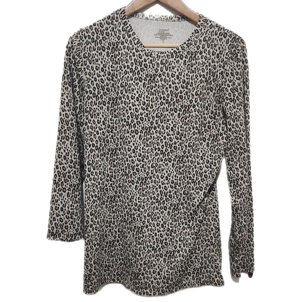 Climate FlightLeopard Print Blouse3/4 SleeveCute TopStretch‎ Women's Medium